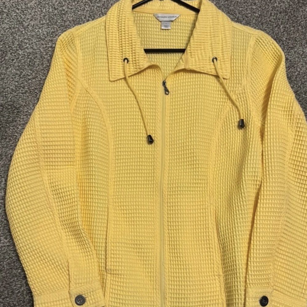Yellow Knit Zip-Up Jacket - Women's Lightweight Coat